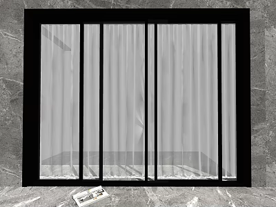 Modern Sliding Door With Black Frame Glass And Marble Wall Interior 3d model