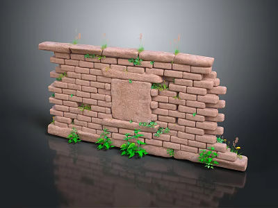Wall brick wall red brick red brick wall old brick wall old wall outdoor articles realistic 3d model