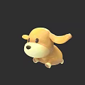 Cute Yellow Cartoon Puppy Toy 3D Model Isolated on Black Background