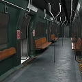 Subway Station Interior With Green Walls Orange Benches And Metal Handrails