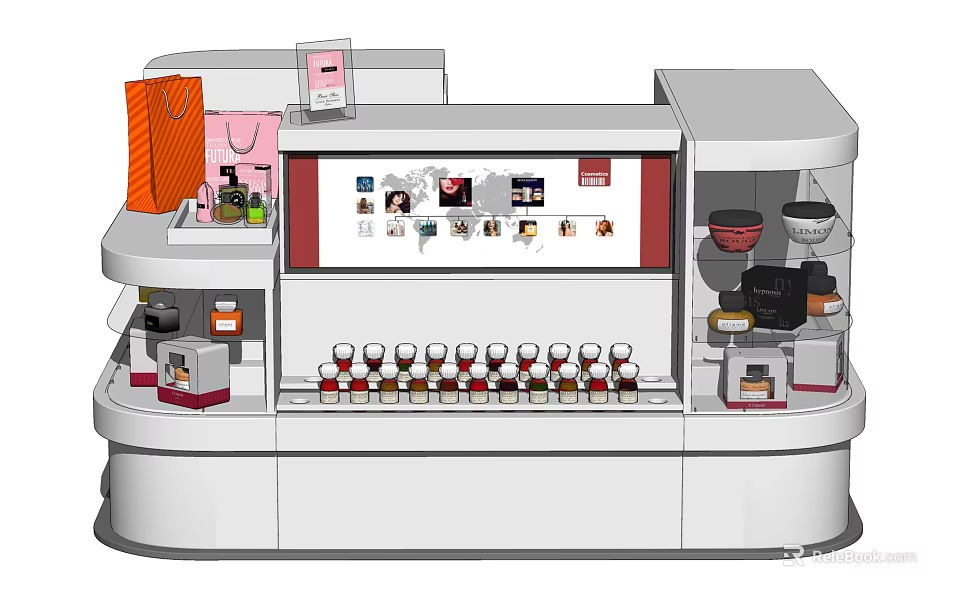Modern Retail Display Shelves with Multi Tier Product Showcase for Store Merchandise 3d model 