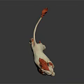 Mythical White Lion With Horns Red Mane And Curled Red Tail Figure
