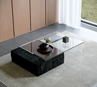 Modern Coffee Table Glass Coffee Table Stone Coffee Table Desktop Ornaments Rectangular Coffee Table 3d model