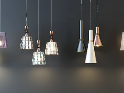 Modern Pendant Lights With Various Geometric Designs And Metallic Finishes For Home Decor 3d model