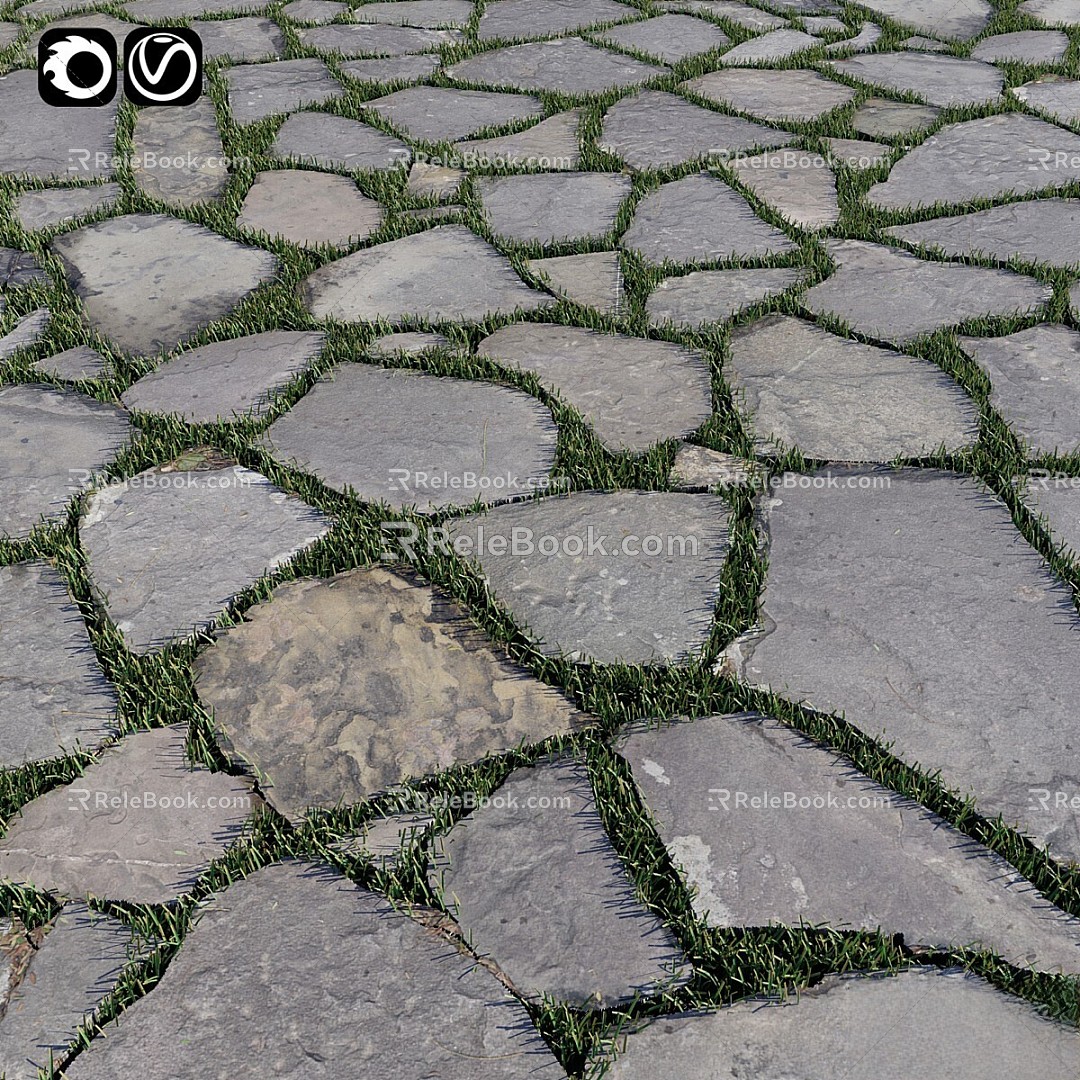 Other Shelves Sidewalk Paving Stone Rock Grass 3d model