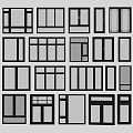 Various Window Designs With Different Frame Styles And Glass Panels 3d model