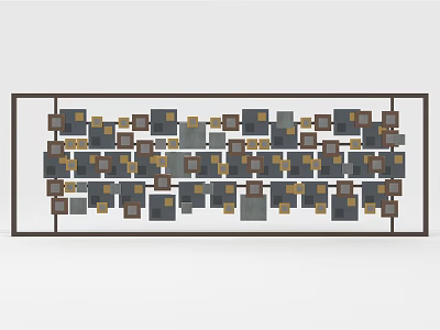 Modern Abstract Wall Decor Featuring Multicolor Geometric Square Pattern And Framed Design 3d model