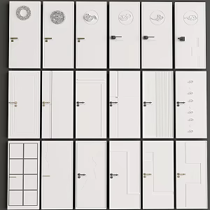 New Chinese Style Kitchen and Sanitary Door New Chinese Style Bedroom Door Single Door Wooden Door 3d model