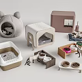Stylish Pet Supplies Including Cat Beds Litter Boxes Feeding Bowls And Toys