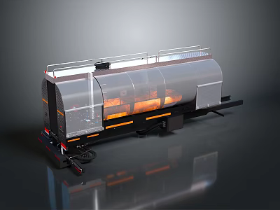 Industrial Train Tank Car With Transparent Cover Orange Interior And Metal Structure 3d model