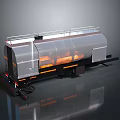 Industrial Train Tank Car With Transparent Cover Orange Interior And Metal Structure
