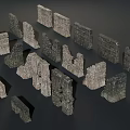 Stone Architectural Fragments With Various Shapes And Textured Surfaces 3d model