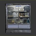 Vintage Computer Display Cabinet With Multiple Retro Monitors And Various Models