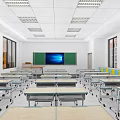 modern classroom 3d model