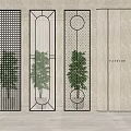 Modern Stylish Room Divider With Geometric Design Metal Frame And Plants For Home Interior Decor