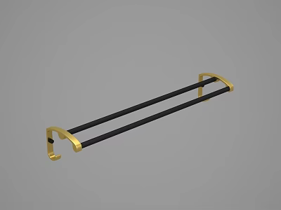 Functional Gold Black Double Bar Towel Rack Modern Bathroom Accessories 3d model