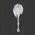 Mythical Battle Axe With Ornate Red And Black Design And Decorative Head