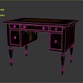 Vintage Wooden Desk With Drawers And Carved Legs Classic Design Sturdy Structure