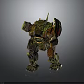 Green And Orange Mech Robot Character With Mechanical Creature Structure And Armored Arms 3d model