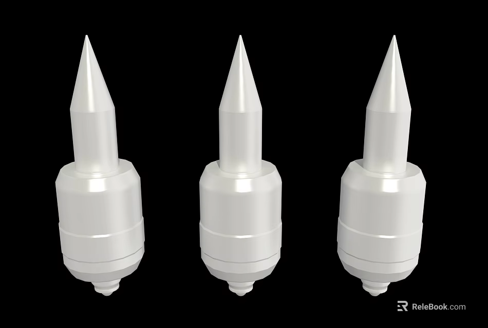Set of Three White Conical Head Hardware Fastening Tools For Industrial Use 3d model 