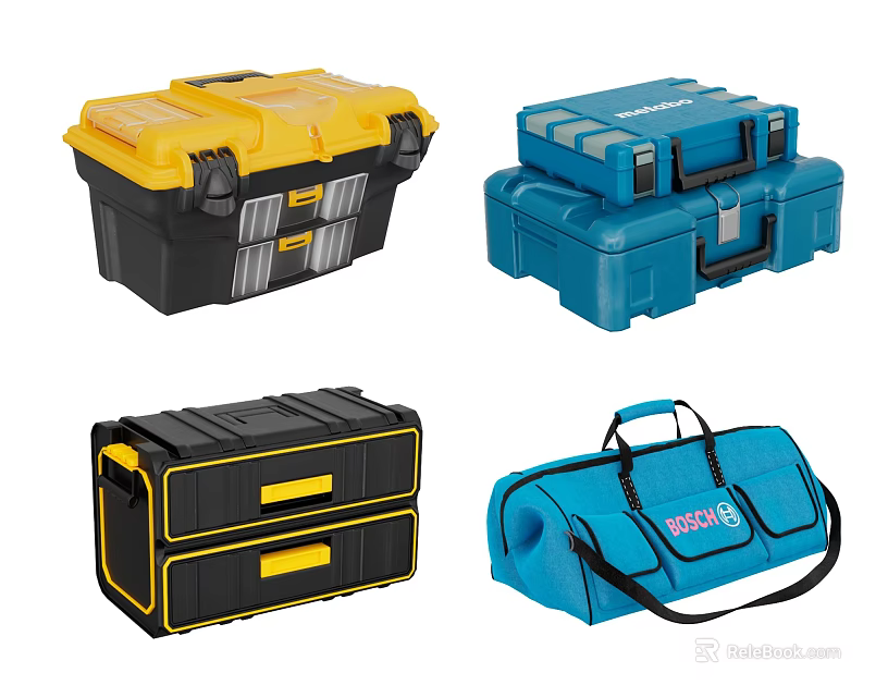 Durable Yellow Blue Black Tool Storage Cases With Hard Soft Carrying Designs 3d model 
