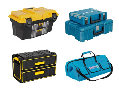 Durable Yellow Blue Black Tool Storage Cases With Hard Soft Carrying Designs 3d model