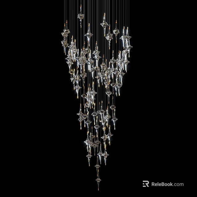 Sparkling Crystal Chandelier With Hanging Glass Pendants And Modern Design Elements 3d model 