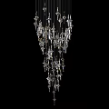 Sparkling Crystal Chandelier With Hanging Glass Pendants And Modern Design Elements