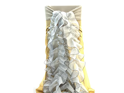 Elegant Yellow Fabric Cover With White Ruffled Decorative Ornament Design 3d model