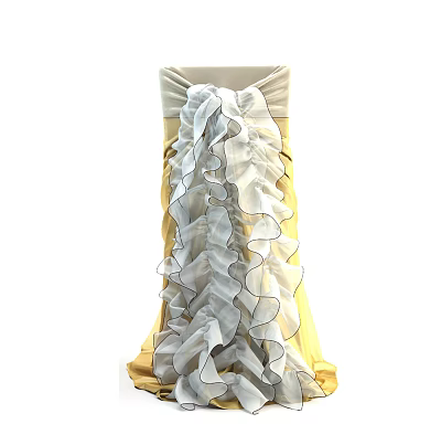 Elegant Yellow Fabric Cover With White Ruffled Decorative Ornament Design 3d model