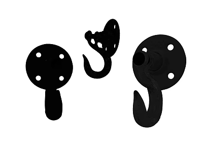 Black Metal Decorative Hooks With Various Designs For Hanging Accessories 3d model