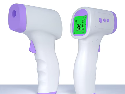 Non Contact Medical Digital Thermometer With LCD Display And Purple Accents 3d model