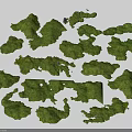 Green Moss Covered Microlandforms With Various Shapes For Natural Landscape Decoration
