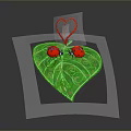 Artistic Green Leaf With Red Ladybugs Vine Pattern And Heart Decoration