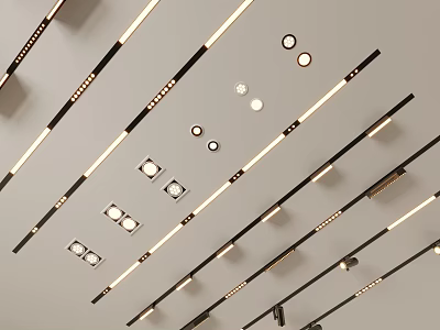 Modern Lighting Fixtures With Linear Circular And Square Design Elements 3d model
