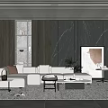 Modern Living Room Interior Design With Light Sofa Coffee Table Rug And Artwork