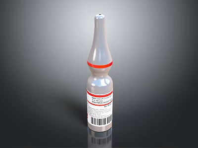Medical Device Ampoule With Red Ring And Clear Label For Injection Use 3d model