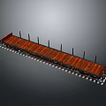 Train Flatbed Freight Car With Wooden Deck And Metal Poles For Cargo Transport
