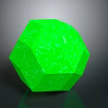 Green Polyhedral Plant With Textured Surface On Black Reflective Background