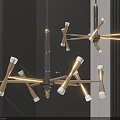 Sleek Modern Multi Arm Chandelier With Metal Frame And White Lamp Heads For Interior Design