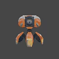 Orange And White Mechanical Weapon Featuring ATOM Logo Worn Details Claw Shaped Base 3d model