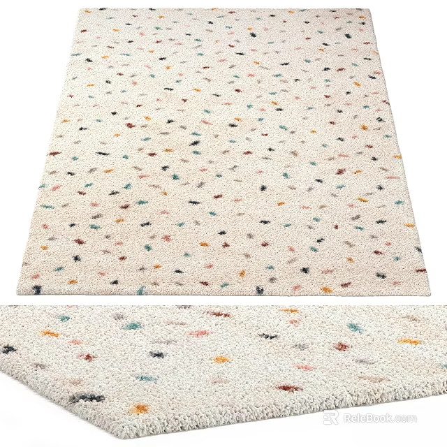 Square Rug With Neutral Base And Colorful Speckled Pattern For Modern Home Decor 3d model 