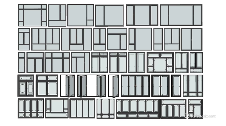 Various Window Design Styles For Home And Building Projects 3d model 