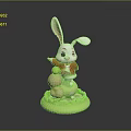 Cute Decorative Furniture Piece With Rabbit Figurine Green Base And Gourd Ornaments
