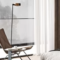 Modern Bedroom With Large Bed Upholstered Headboard Pillows Area Rug And Window Curtains