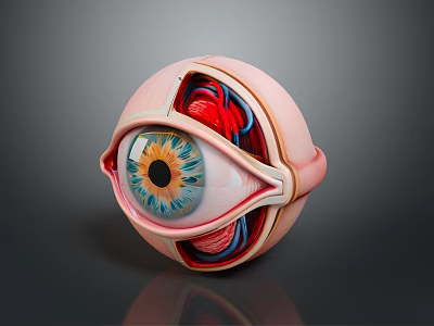 Detailed Human Eye Anatomy Model Displaying Iris Pupil Retina And Blood Vessels 3d model