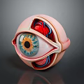 Detailed Human Eye Anatomy Model Displaying Iris Pupil Retina And Blood Vessels