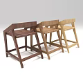 Minimalist Wooden Leisure Chairs With Frame Structure And Different Wood Tones