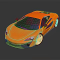 Orange Modern Sleek Sports Car with Black Roof Silver Wheels and Dark Surface Reflection