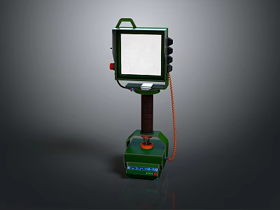 Green Industrial Portable Work Light With Adjustable Stand And Control Panel 3d model